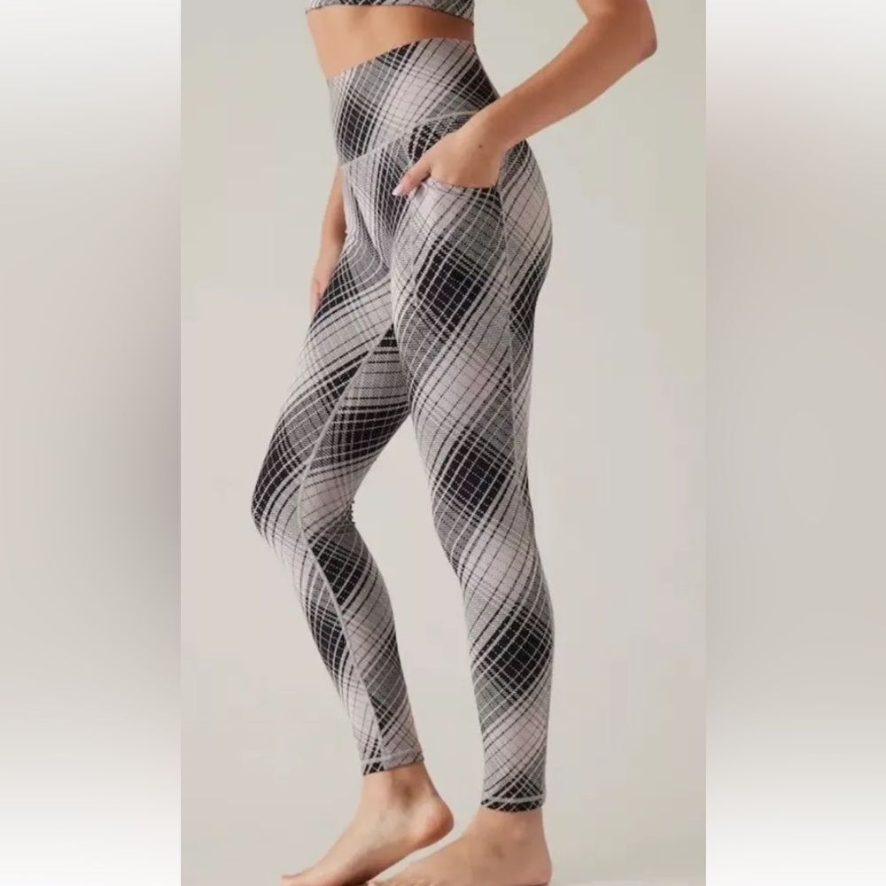 Athleta Salutation Stash Tight Plaid High-Waisted Women's Leggings size XXS - Picture 5 of 13